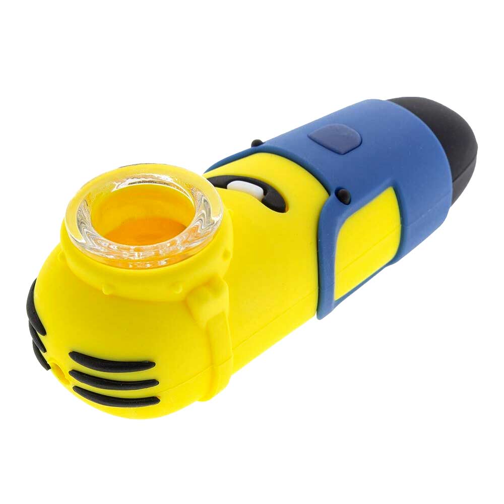 LuvBuds - 4.25" HoneyComb BeeHive Silicone Hand Pipe With Glass Bowl Storage And Dabber Assorted Colors And Styles