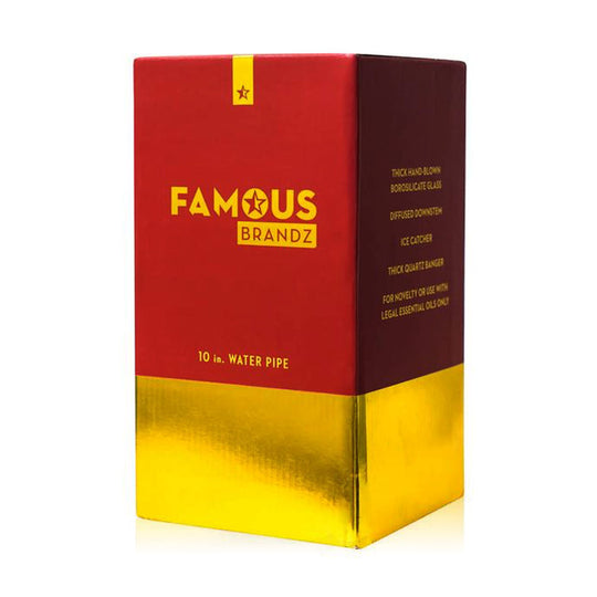 Famous Brandz Glass Straight Ice Bong | SURRENDER box