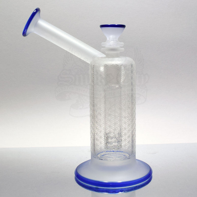 Seed Of Life Blasted Sidecar Bubbler with Lace Perc - Blue - Smoke City