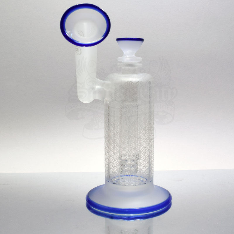 Seed Of Life Blasted Sidecar Bubbler with Lace Perc - Blue - Smoke City