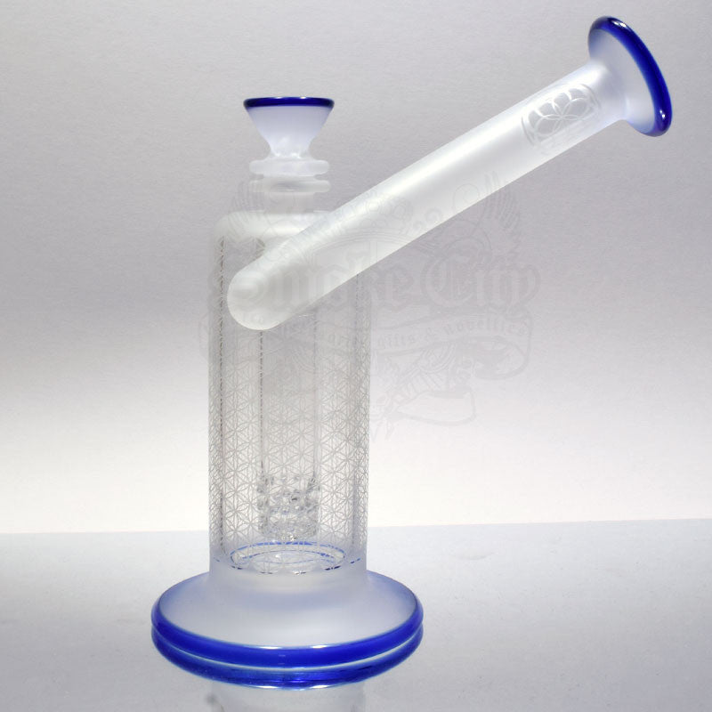 Seed Of Life Blasted Sidecar Bubbler with Lace Perc - Blue - Smoke City