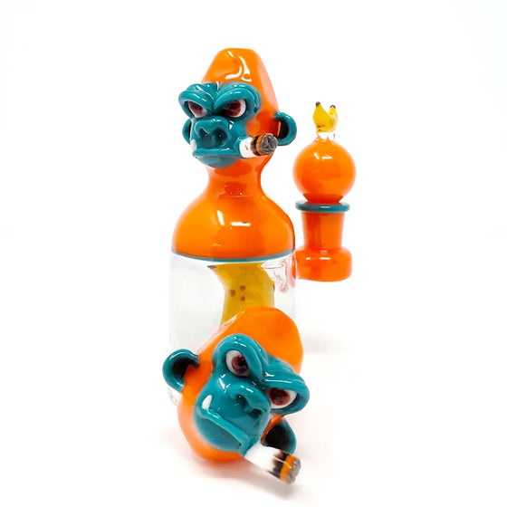 Smoking Chimp - Orange & Peacock By John Fischbach FISH