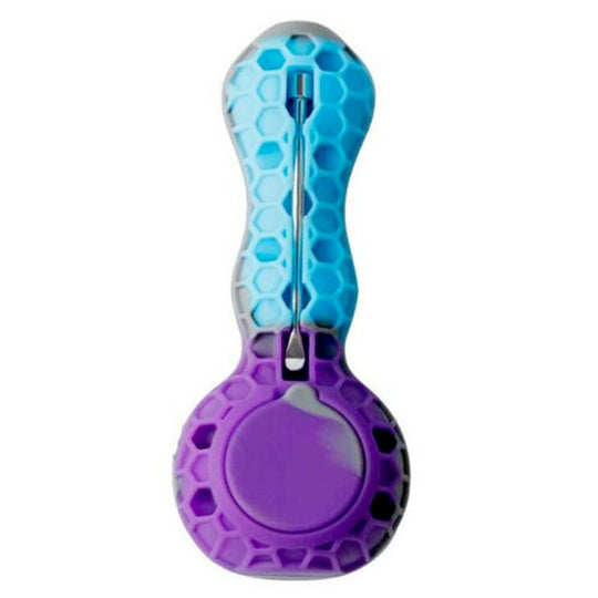 Silicone Honeycomb Hand Pipe with Cleaner and Storage Compartment