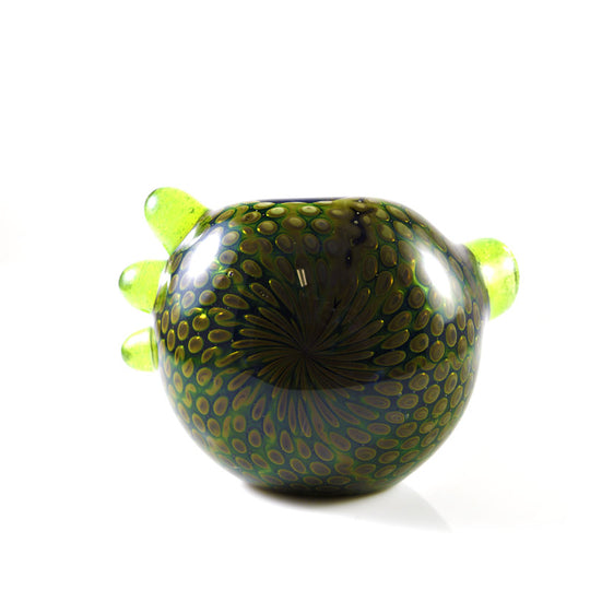 Small Snake Skin Sherlock Pipe -Green- made by Firekist Glass - Smoke City