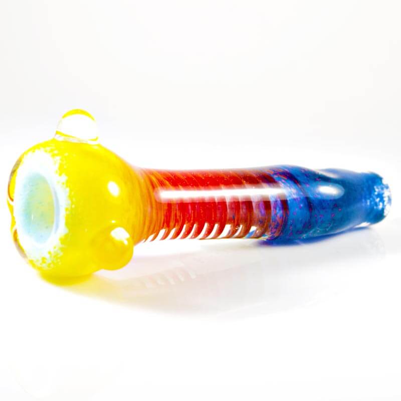 Insane Glass Chillum Yellow Red Blue Side