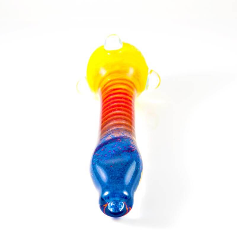 Insane Glass Chillum Yellow Red Blue Length