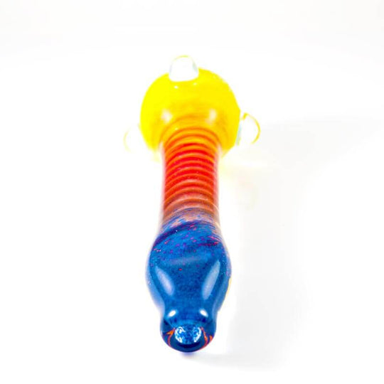 Insane Glass Chillum Yellow Red Blue Length