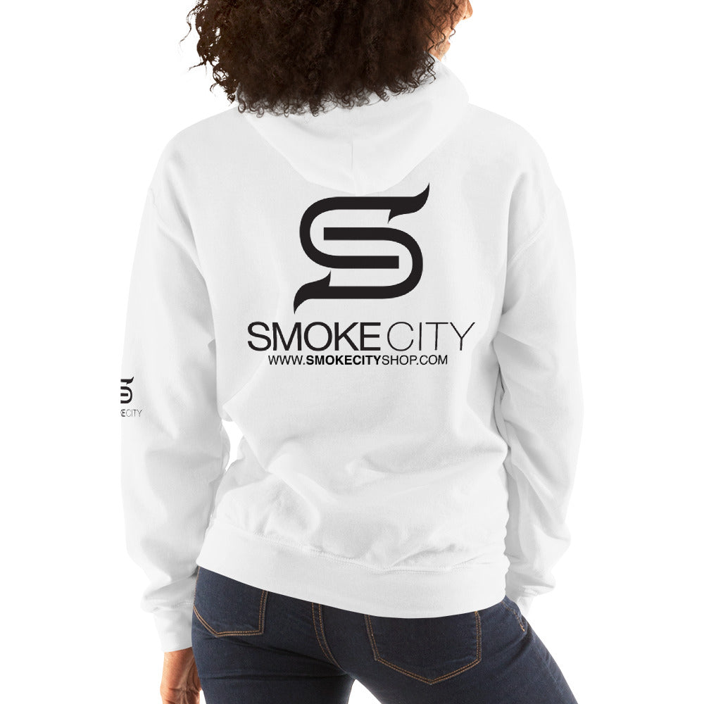 SMOKE CITY Unisex White Hooded Sweatshirt