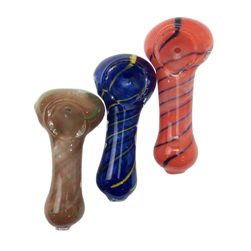 2.5 Inch Swirl Stripe Frit Dust Colors Hand Pipe