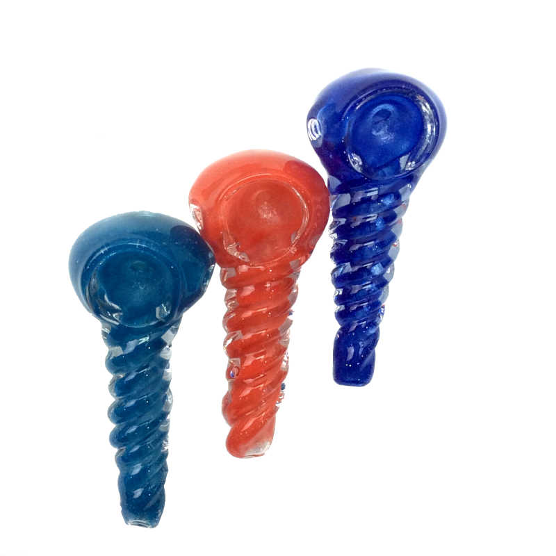 2.5 Inch Twisted Glass Frit Dust Colors Hand Pipe