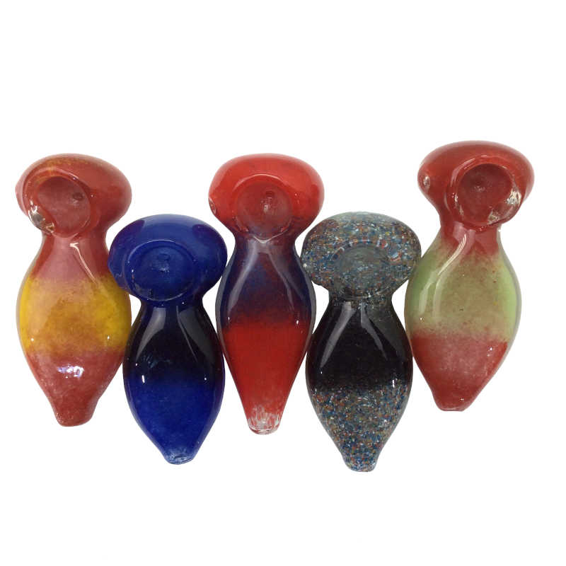 3.5 Inch Assorted Two Color Flat Body Spoon Hand Pipe