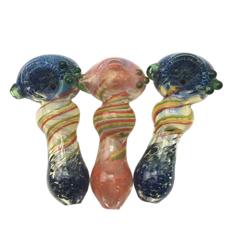 3.5 Inch Frit Dust With Rasta Twist Middle Bubble Hand Pipe