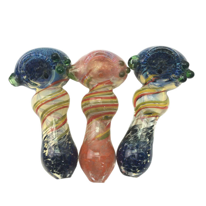 3.5 Inch Frit Dust With Rasta Twist Middle Bubble Hand Pipe