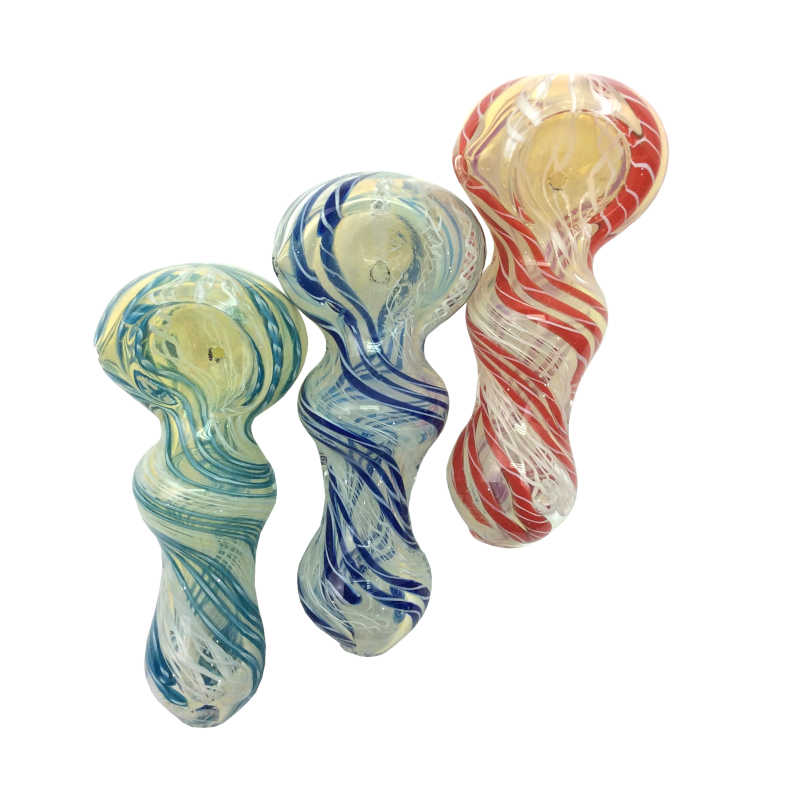 3.5 Inch Fumed Frit Rope Middle Bubble Hand Pipe