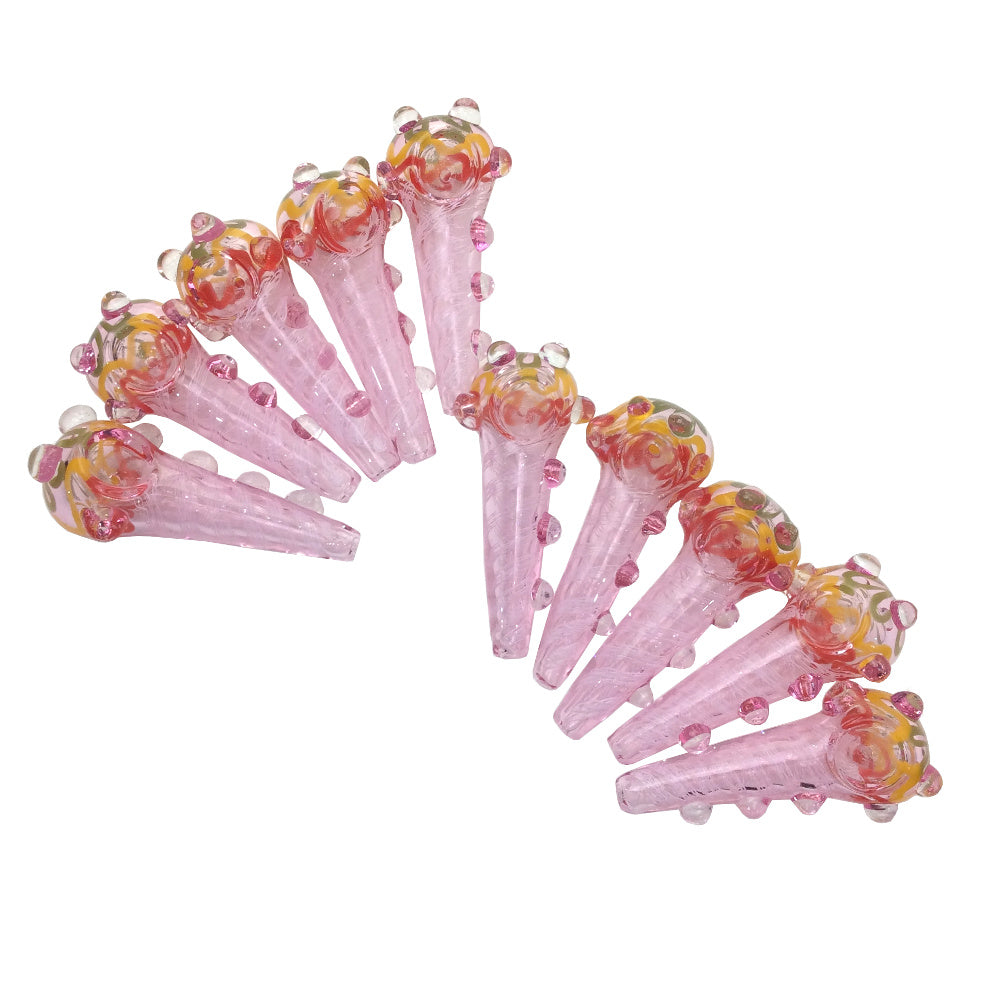 3.5 Inch Pink Rasta Head Flower Hand Pipes