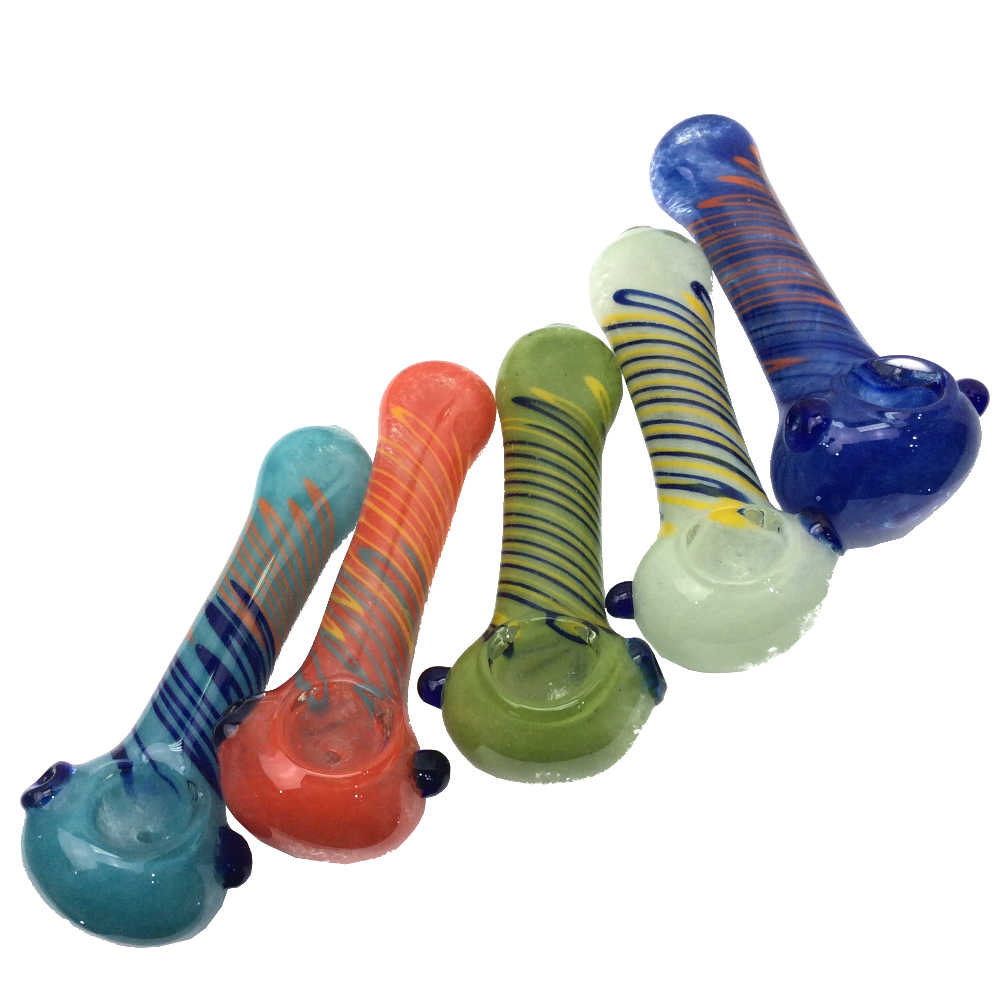 4.5 Inch Frit Dust Swirl Lines Assorted Colors Hand Pipe