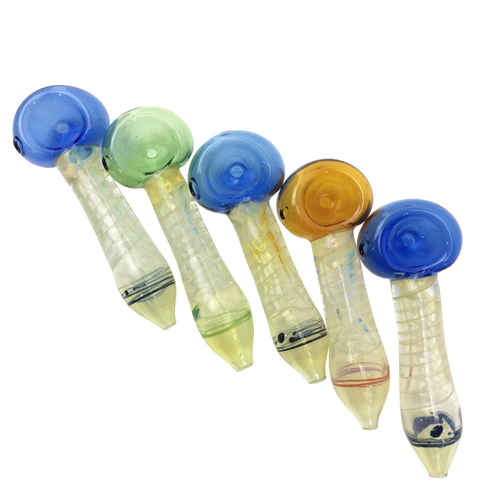 4.5 Inch Fumed Body Twist With Color Head Hand Pipes