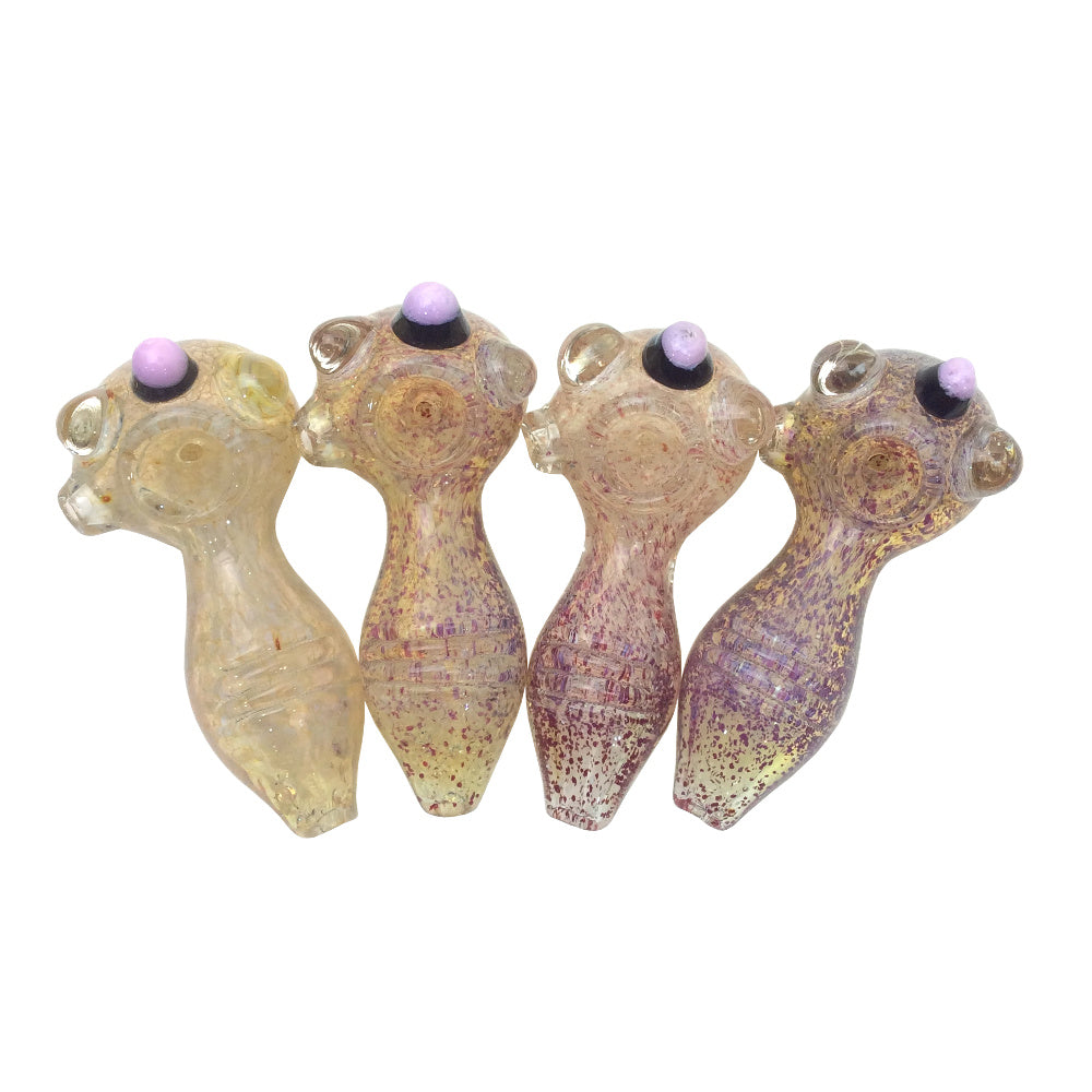 4.5 Inch Fumed Frit Dusted Unicorn Knob Hand Pipes