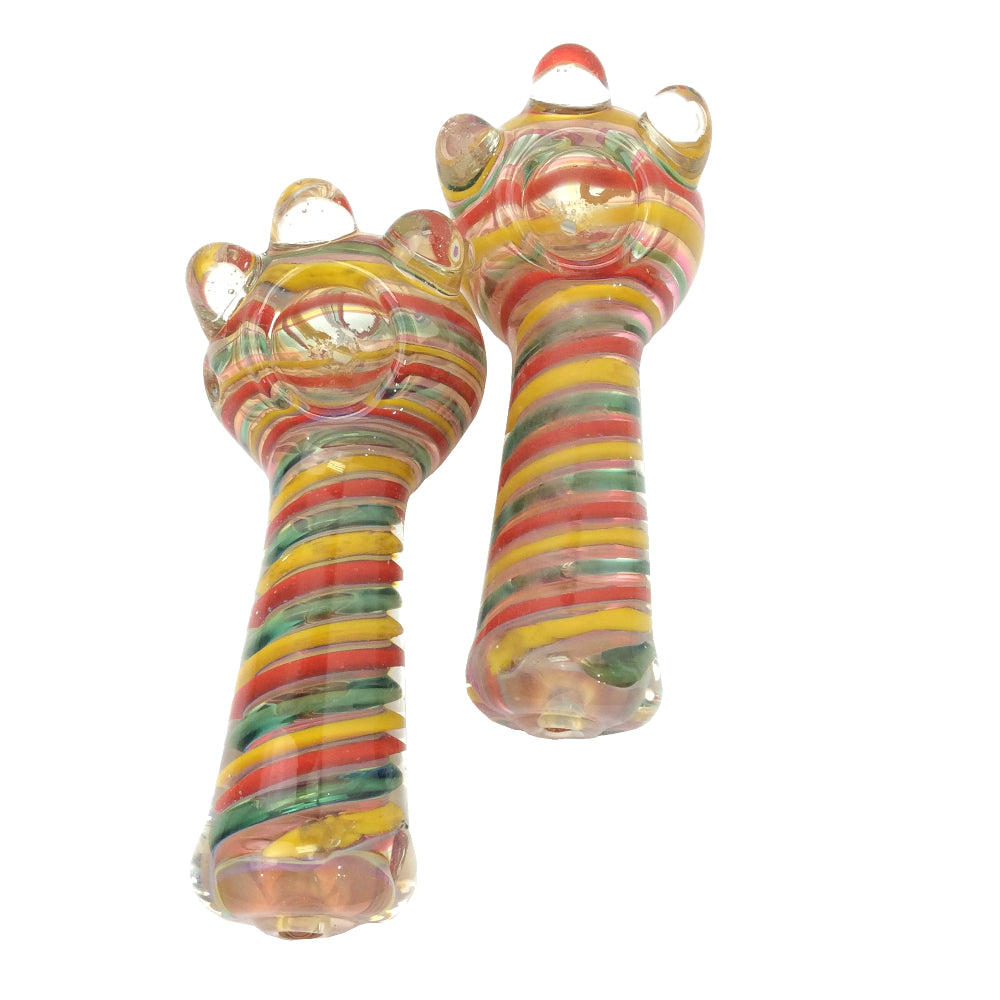 4.5 Inch Fumed Rasta Colors Frit Swirl Hand Pipe