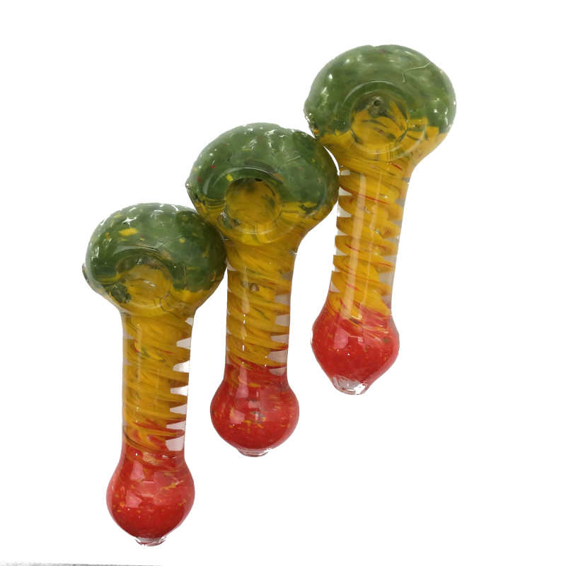 4.5 Inch Rasta Colors Frit Twist Body Hand Pipe