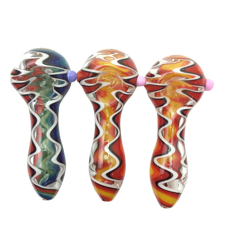 4 Inch Clear Stripe Molino Hand Pipe