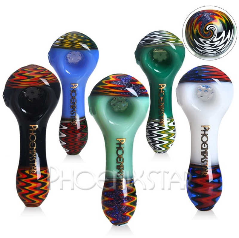 4 Inch Dichro Molino Screen Bowl Hand Pipe (American Glass Color Rod)