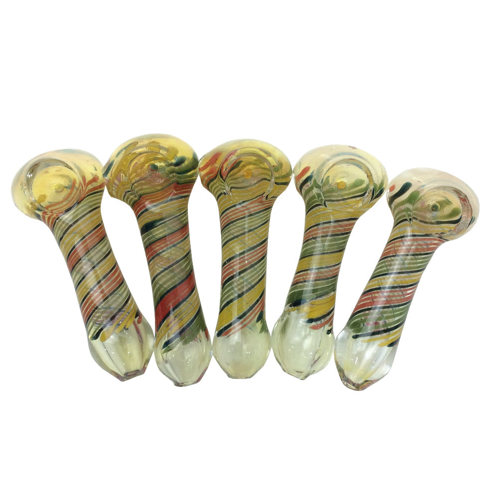 4 Inch Fumed With Rasta Color Swirl Hand Pipes