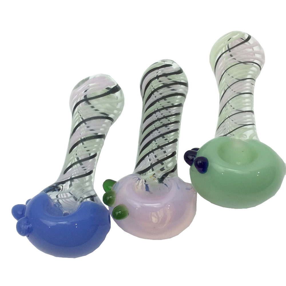 4 Inch Slime Head Clear Body Swirl Hand Pipe