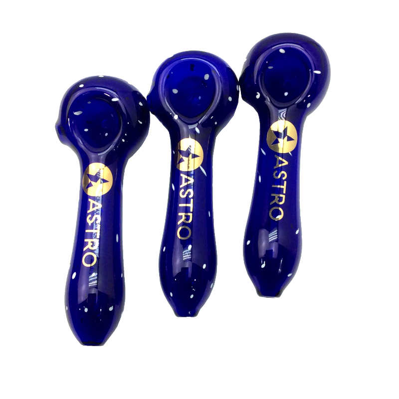 5 Inch White Dots Deep Blue Astro Hand Pipe