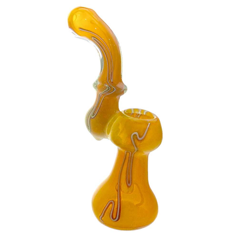 6.5" Gold Fumed Frit Bubbler - Unique and Stylish Smoking Device with Gold and Frit Glass Accents