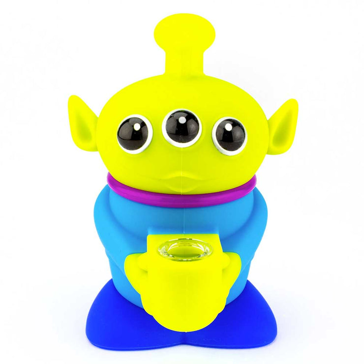 Toy Story Green Alien Silicone Bubbler Pipe Front View