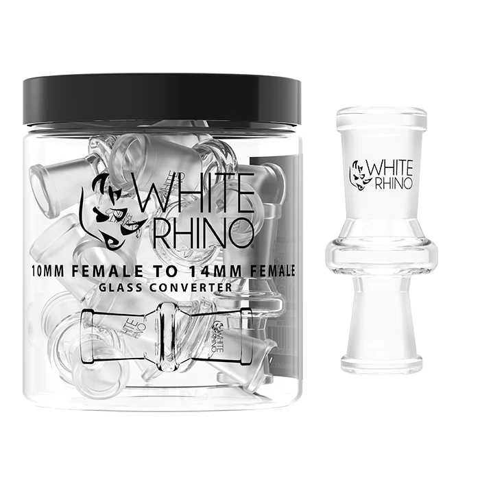 White Rhino Glass Converter 10mm Fem/14mm Fem (10 Ct Jar)