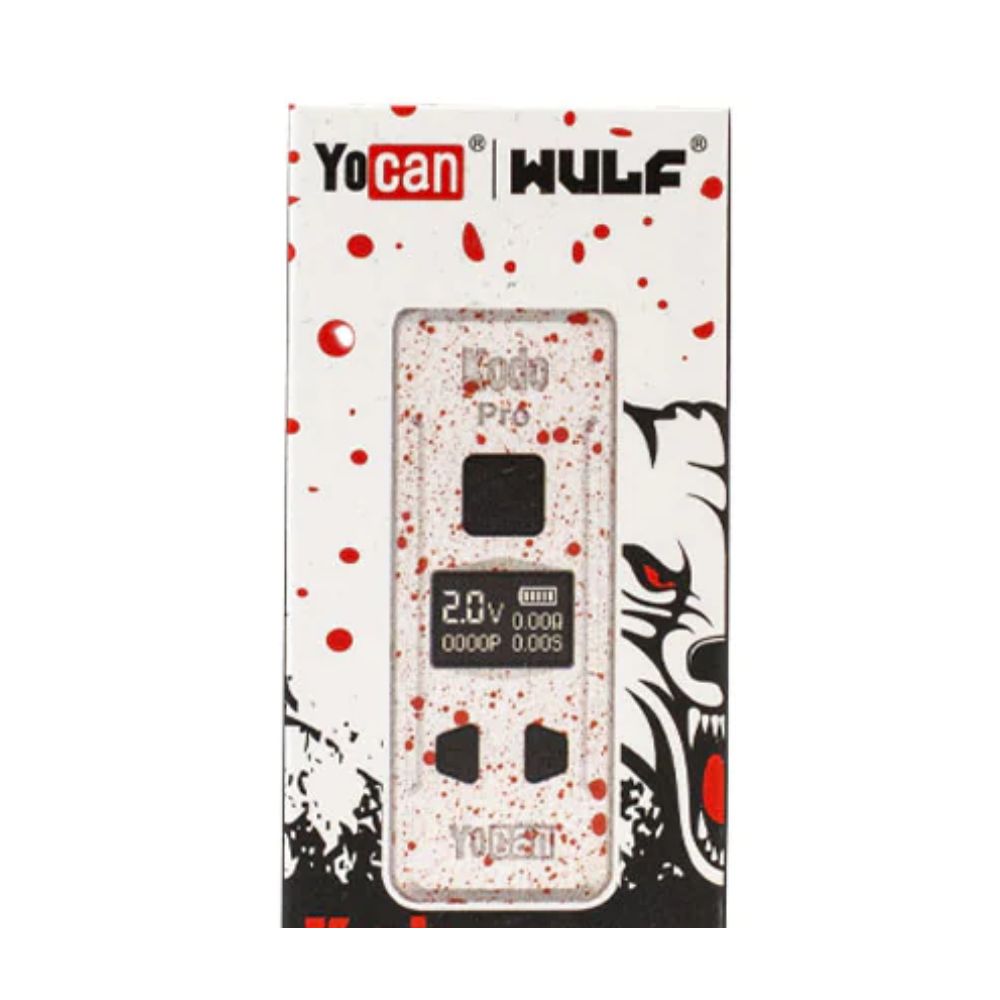 Wulf Mods Kodo Pro Cartridge Vaporizer White Red Spatter Packaging