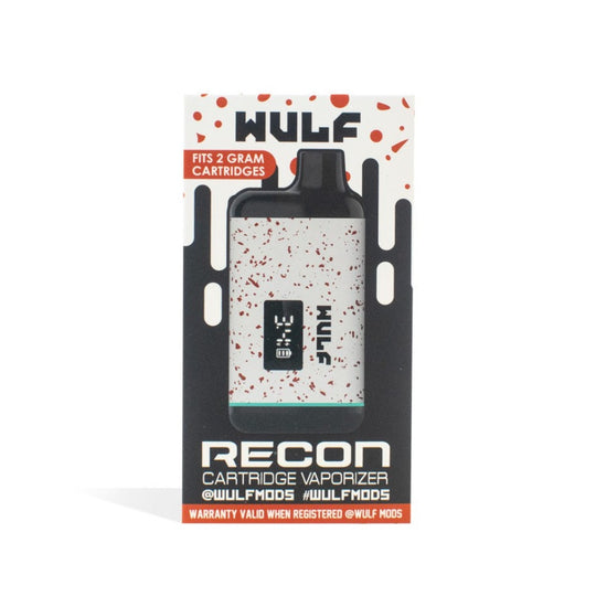 Wulf Mods Recon Cartridge Vaporizer White Red Spatter Packaging