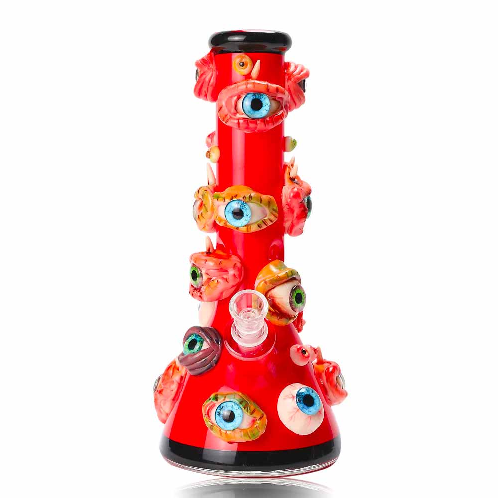 12 INCH 7MM ALL THE EVIL EYES 3D BEAKER WATER PIPE