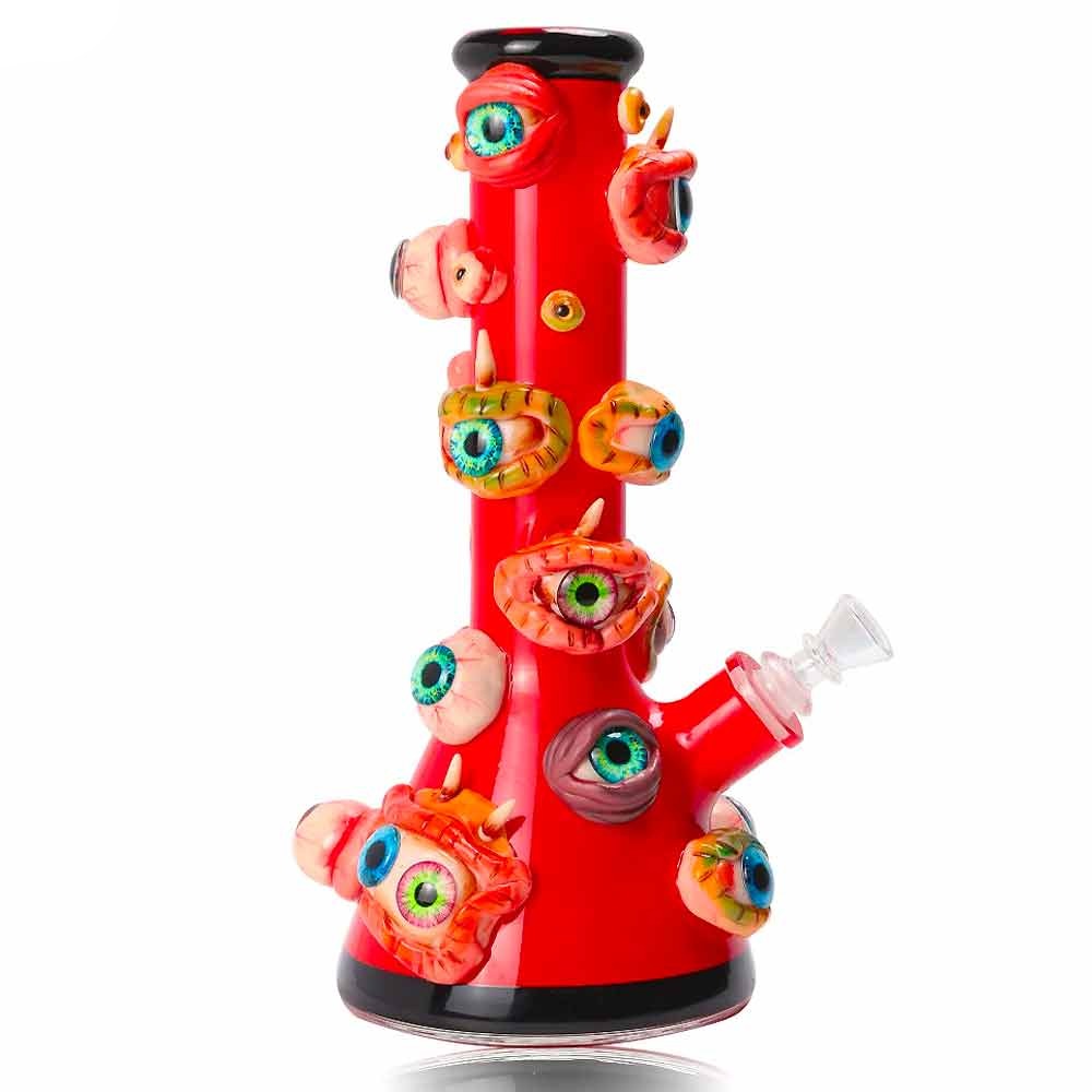 12 INCH 7MM ALL THE EVIL EYES 3D BEAKER WATER PIPE