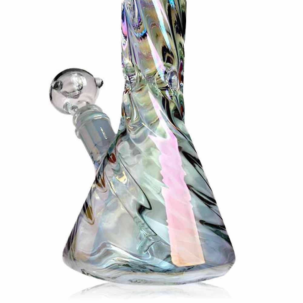 12 INCH TWIST IRIDESCENT BEAKER WATER PIPE