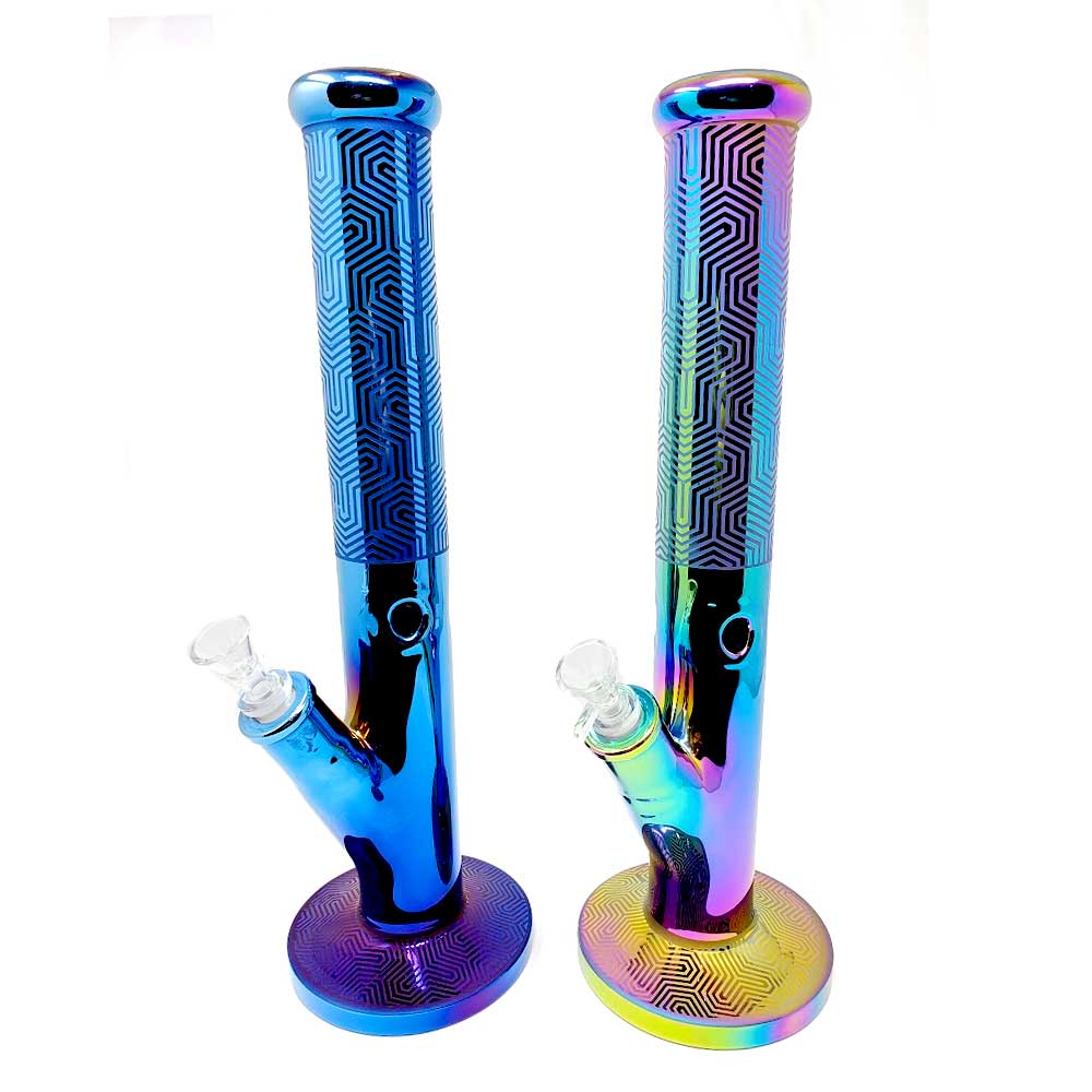 16" ELECTRO PLATED COLORED STRAIGHT SHOT BONG