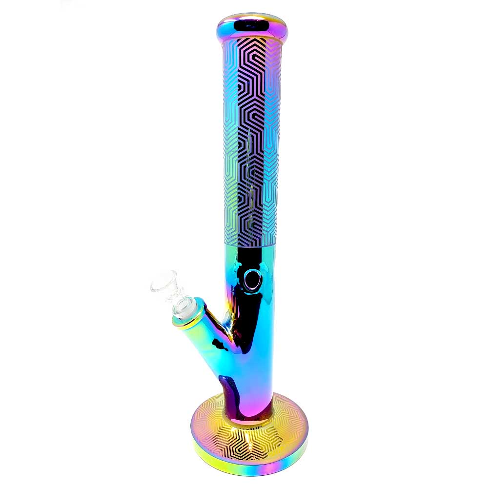 16" ELECTRO PLATED COLORED STRAIGHT SHOT BONG