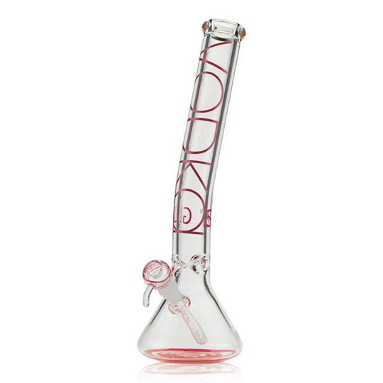 VODKA GLASS 9MM BENT NECK WATER PIPE - BEAKER - 18" PINK