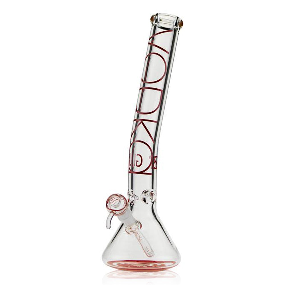 VODKA GLASS 9MM BENT NECK WATER PIPE - BEAKER - 18" RED