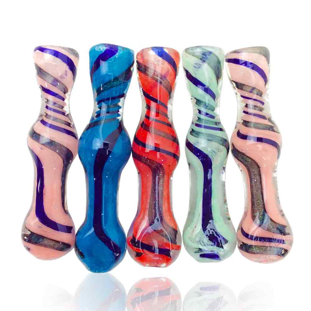 3.5 INCH SWIRLED DICHRO/FRIT CHILLUM HAND PIPE