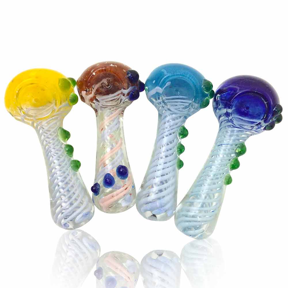 4 INCH SWIRL BODY/FRIT DUST HEAD HAND PIPE