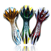 4 INCH ZIGZAG W LOGO COLOR GLASS HAND PIPE