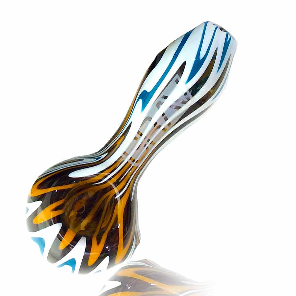 4 INCH ZIGZAG W LOGO COLOR GLASS HAND PIPE