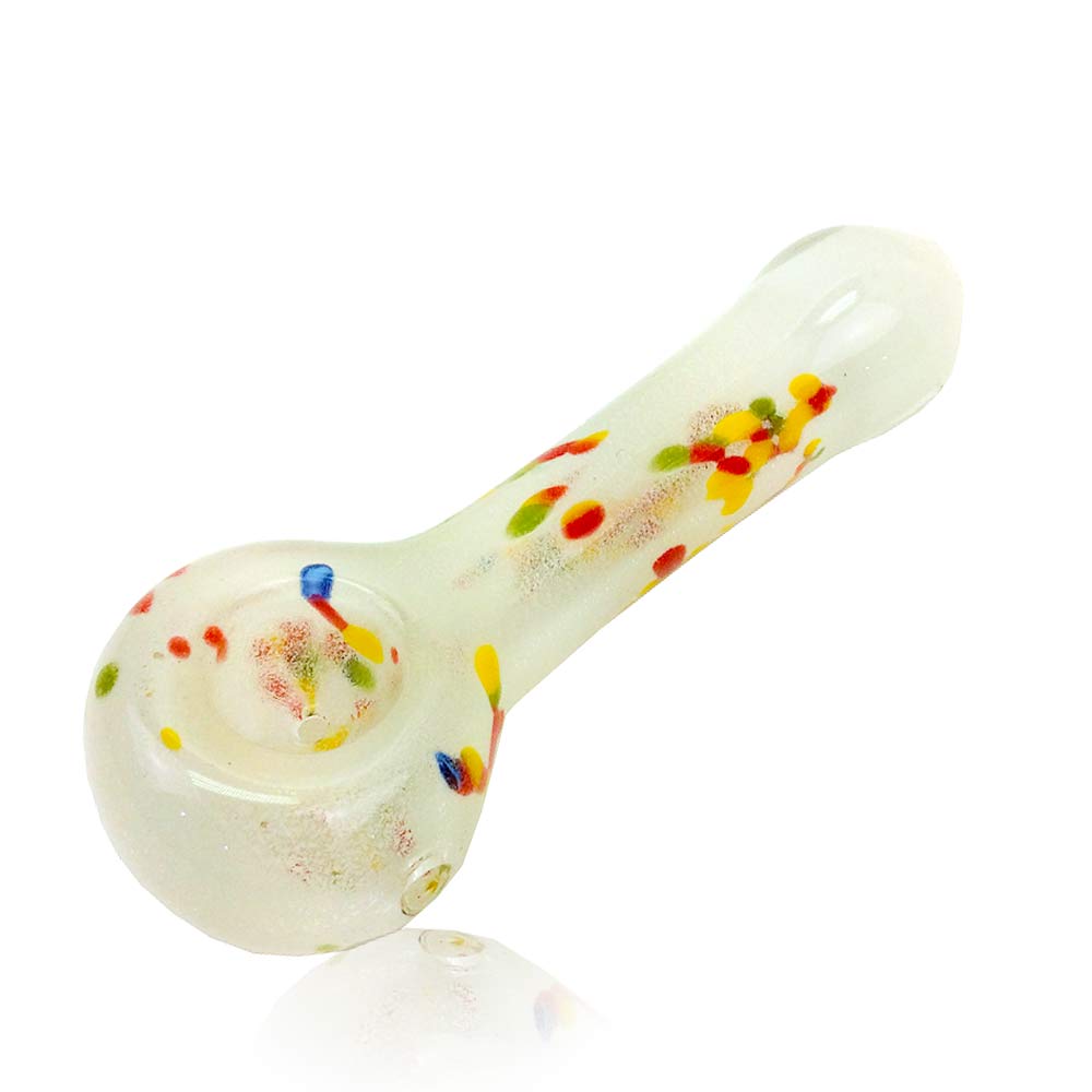 4.5 INCH GLOW IN THE DARK RASTA FRIT HAND PIPE