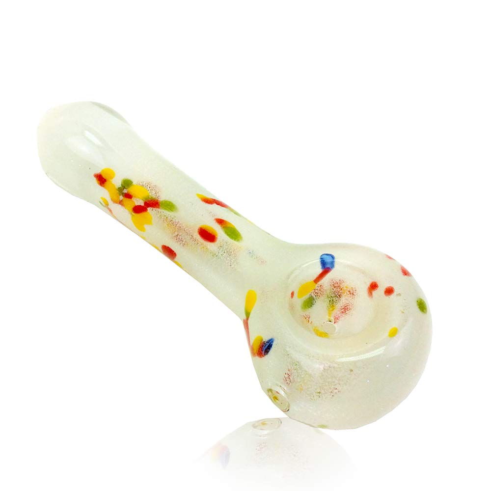 4.5 INCH GLOW IN THE DARK RASTA FRIT HAND PIPE