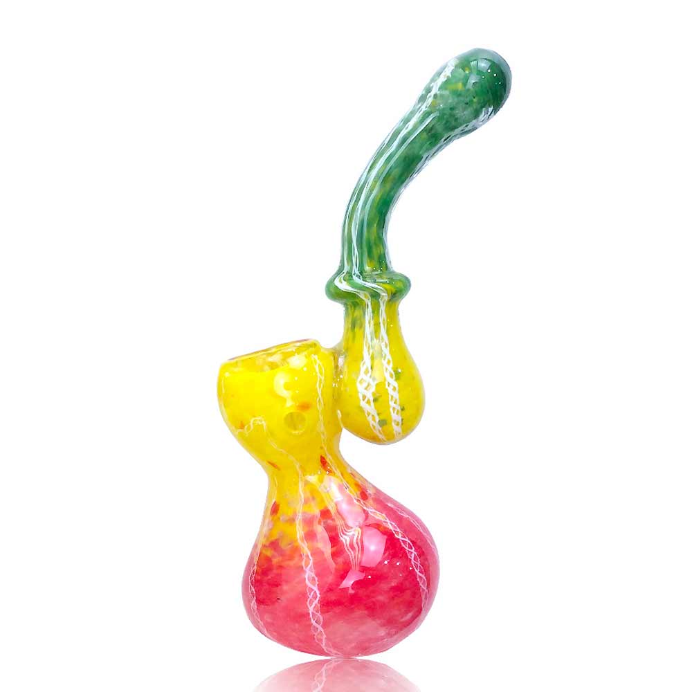 5 INCH MEDIUM RASTA COLORS BRAIDS BUBBLER WATER PIPE