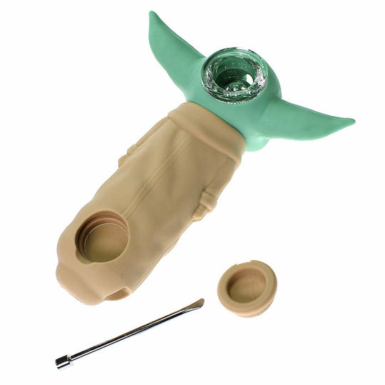 BABY YODA SILICONE HAND PIPE 4.5"