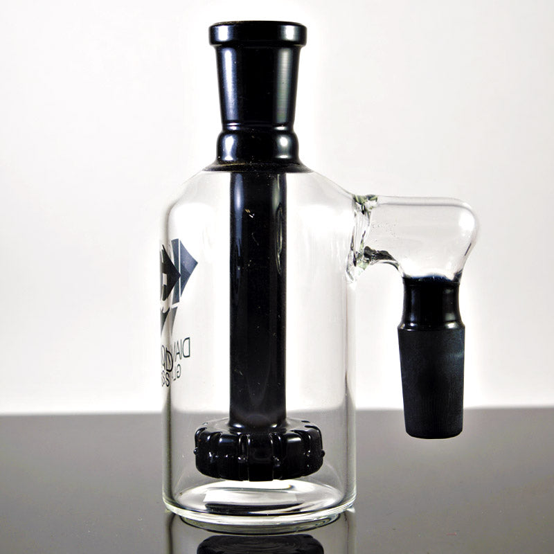 14mm Male Showerhead Ash Catcher 90º Black by Diamond Glass - Smoke City